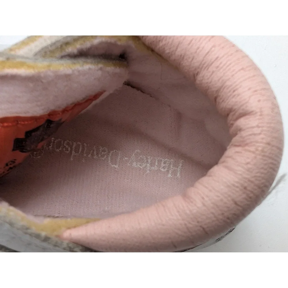 Harley‎ Davidson Crib Shoes Girls XS White Pink Born to Ride Baby Sneakers